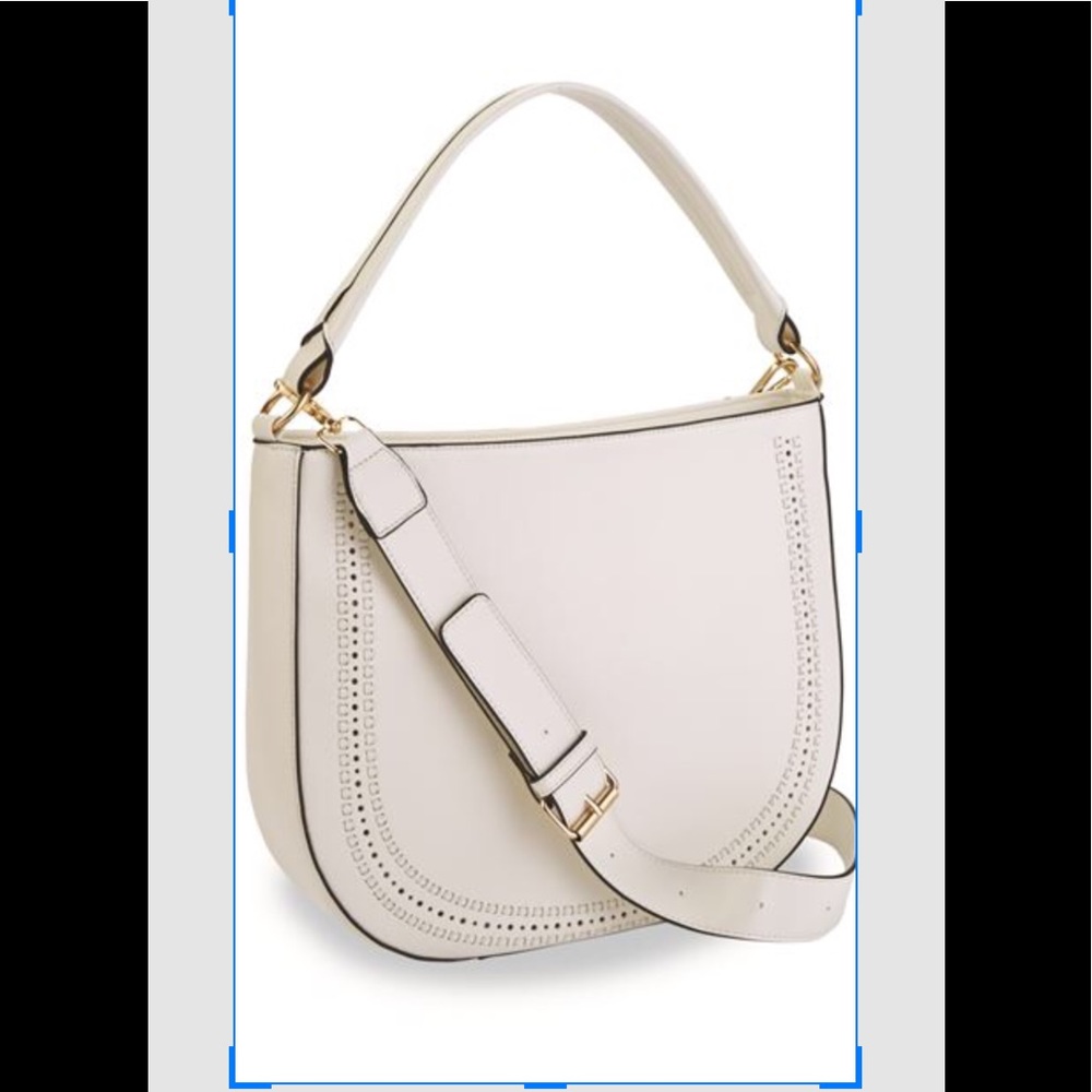 Mudpie White Faux Leather Messenger Bag